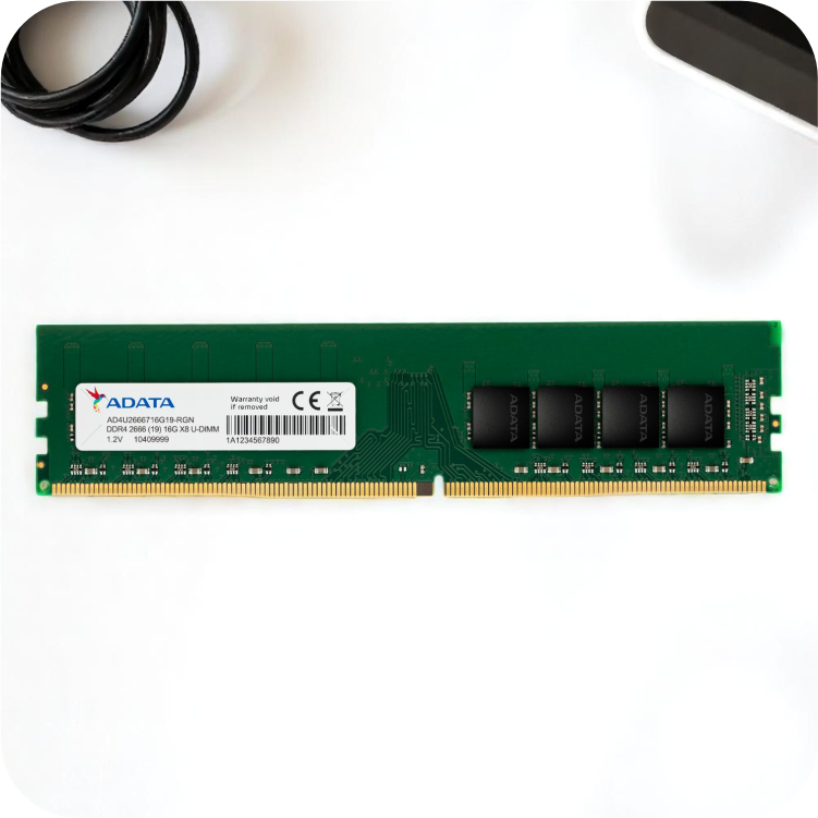 memoria RAM ADATA DDR4 de 16gb 2666MHz U-DIMM parea computadoras de escritorio