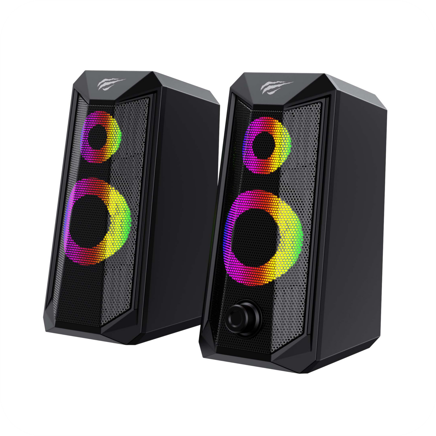 altavoces gaming negros con luces rgb