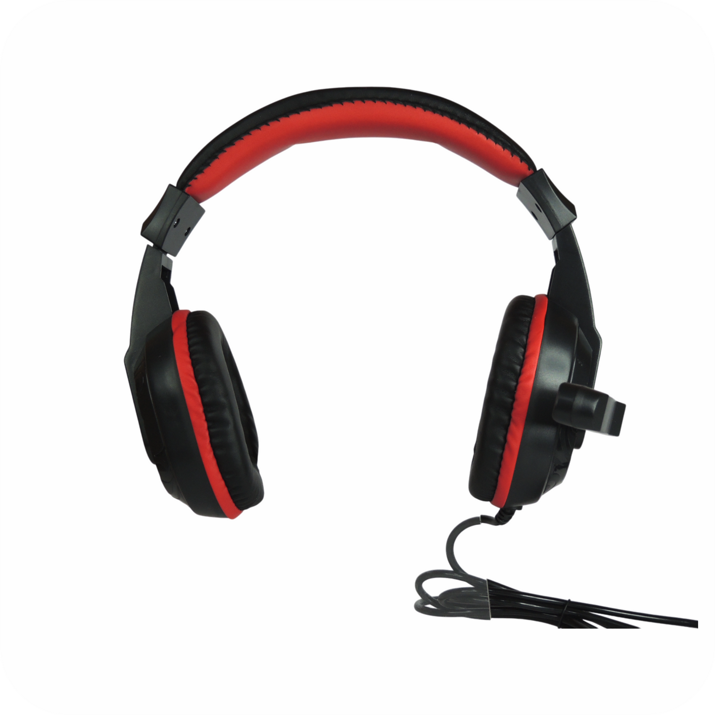 audfonos gamer negros con detalles rojos y microfoo