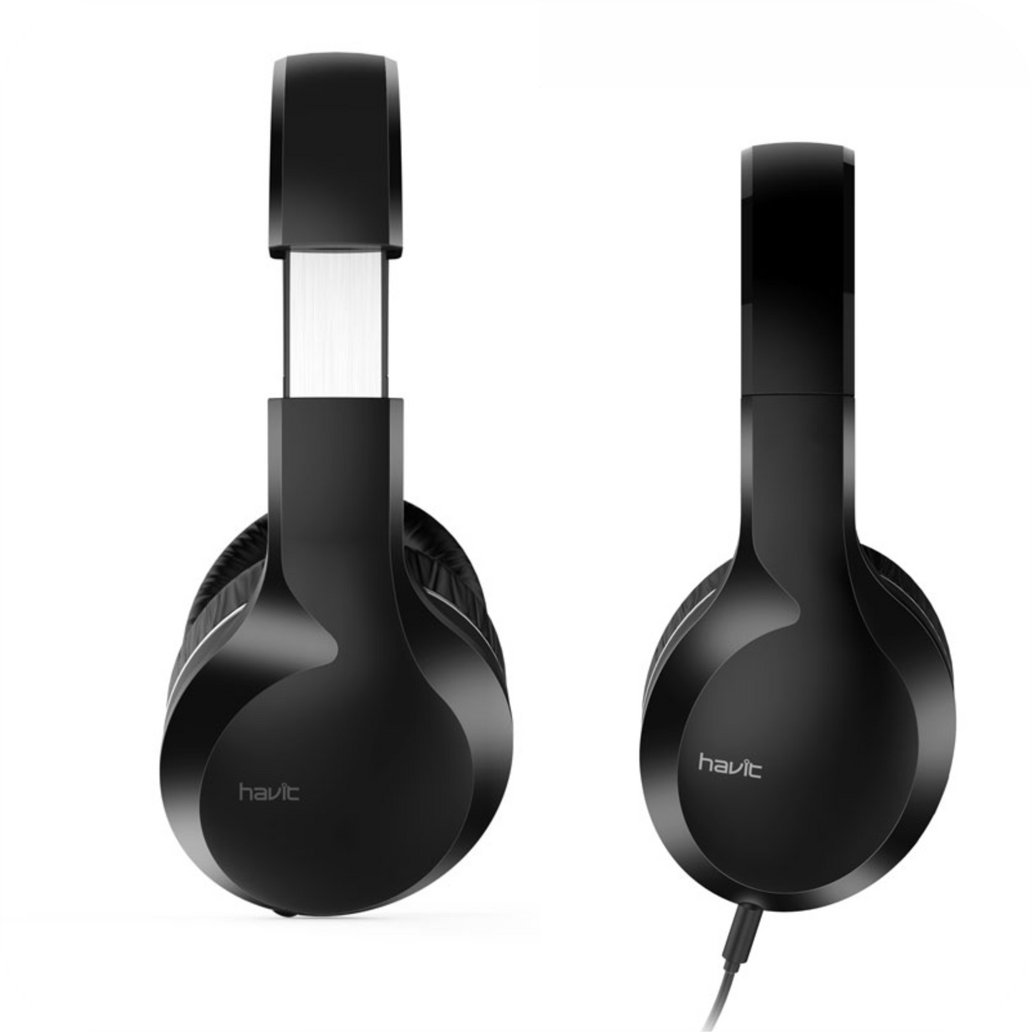 audifonos havit negros alambricos con diadema ajustable
