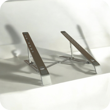 base metalica ajustable para laptop, ideal para home office, diseño compacto y fácil de transportar