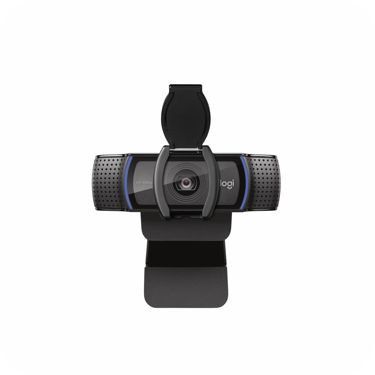 cámara web Logitech con calidad HD 1080p, doble micrófono y cubierta de lente para mayor privacidad. Ideal para teletrabajo