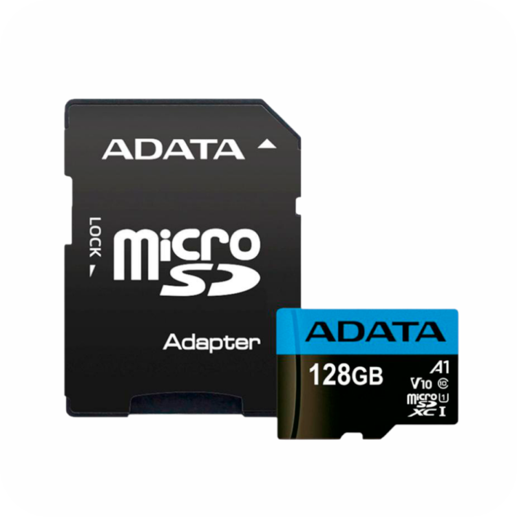 tarjeta microSD ADATA de 128gb con adaptador SD incluido