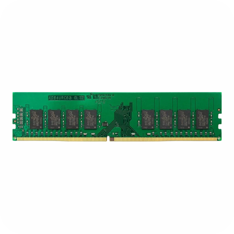 memoria RAM DDR4 con conectores dorados y chips expuestos