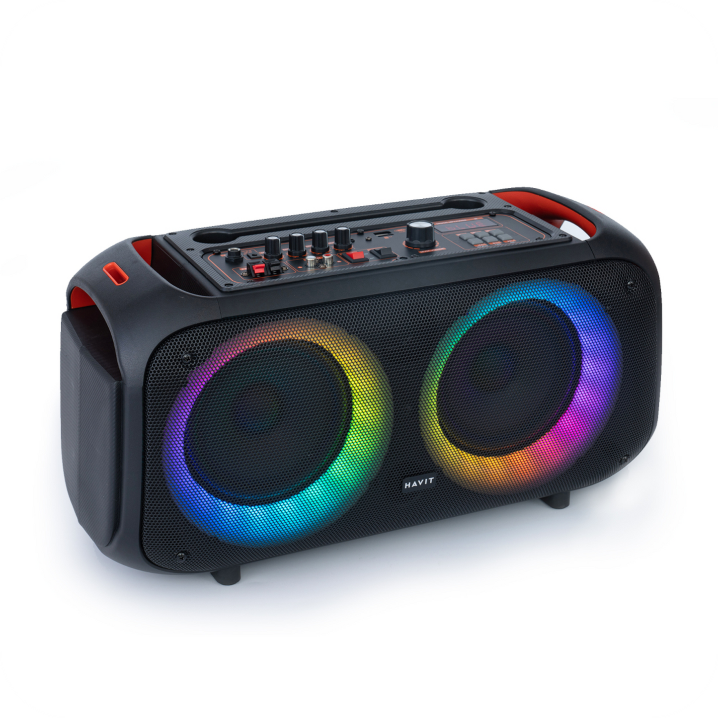 panel de control de altavoz havit negro con luces rgb