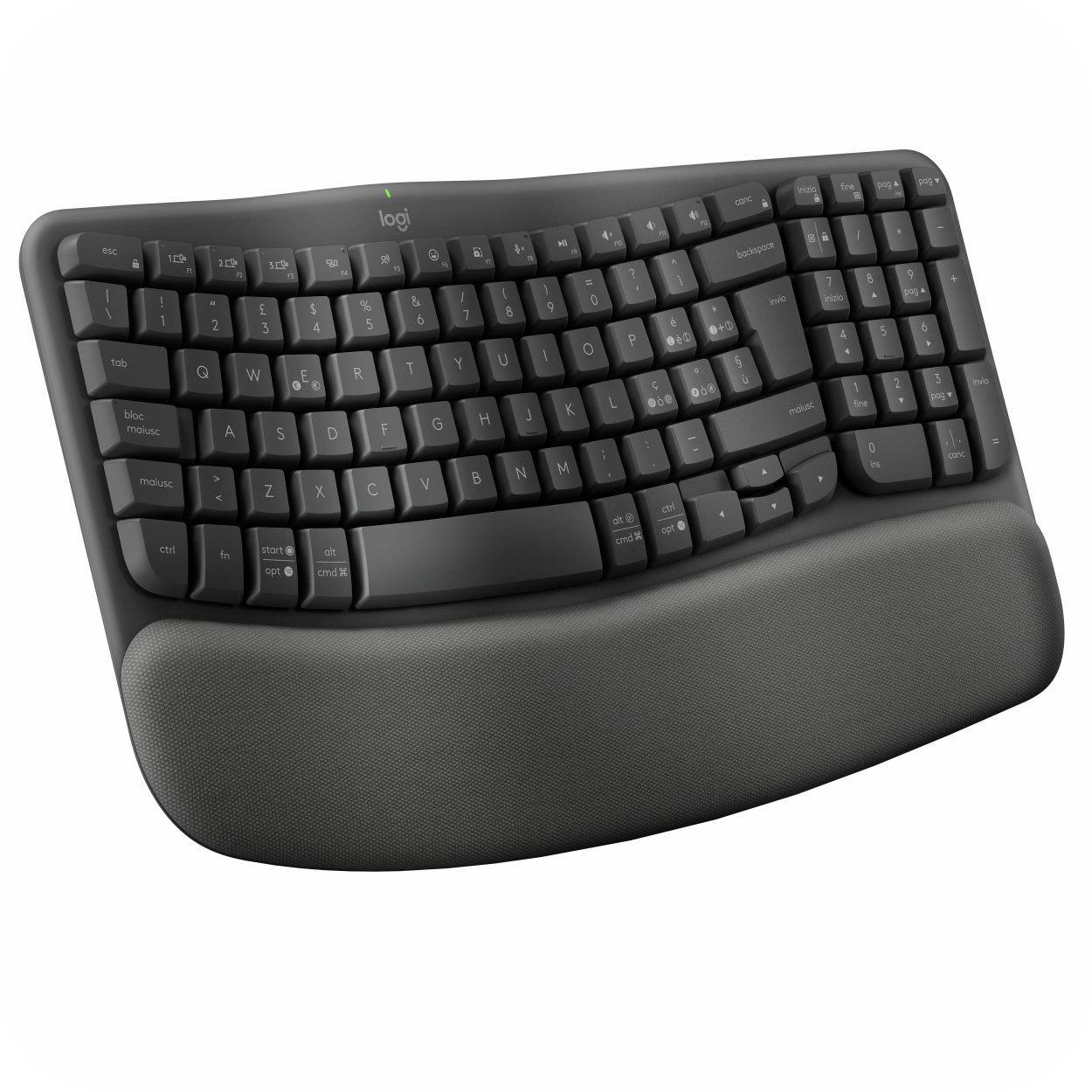 teclado ergonomico logitech inalambrico con reposa muñecas incluido