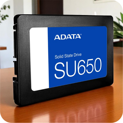 unidad SSD ADDATA SU650 ideal para entornos de oficina, con conecion SATA 