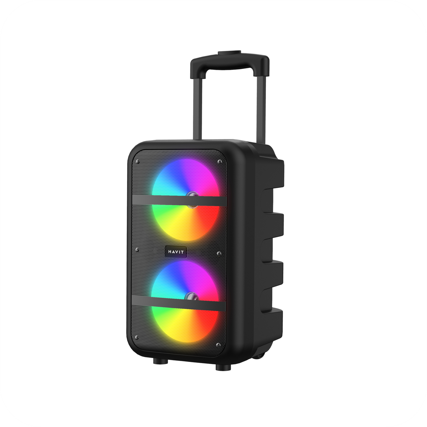 altavoz havit negro con luces rgb de colores 