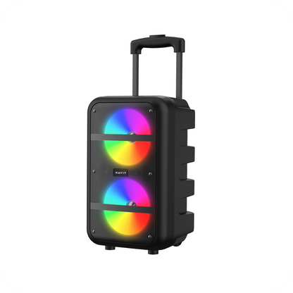 altavoz havit negro con luces rgb de colores 