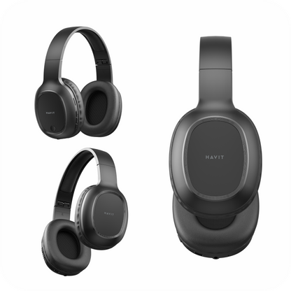angulos de audifonos havit negros inalambricos  