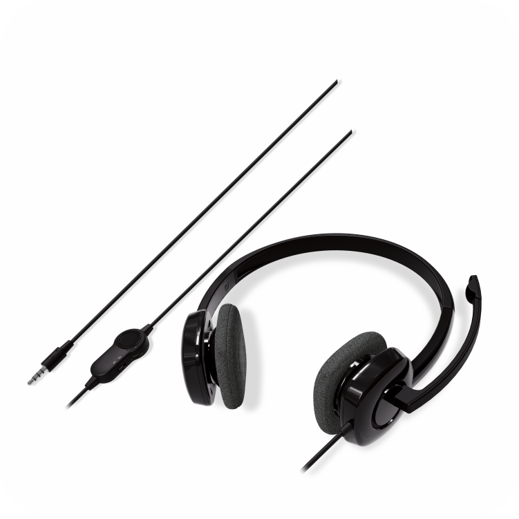 Audifonos con micrófono y controles en el cable