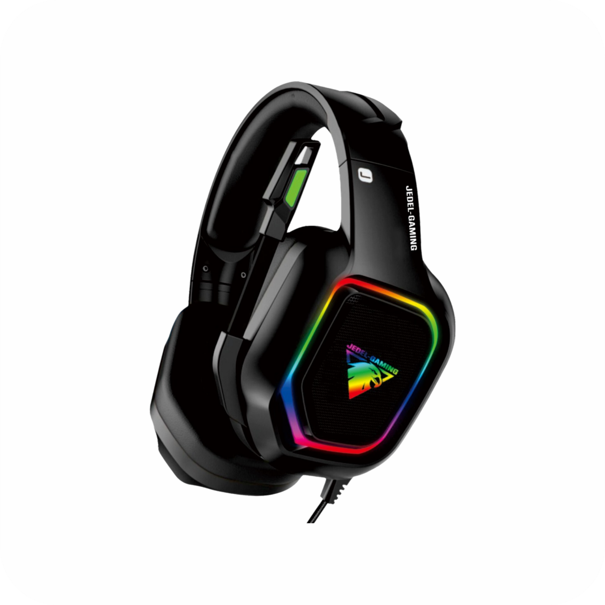 audifonos jedel gamer negros  con luces rgb