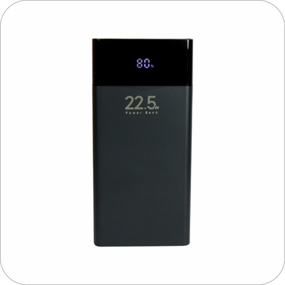 bateria portatil negra de 22.5W con pantalla led para carga