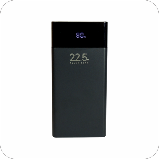 bateria portatil negra de 22.5W con pantalla led para carga