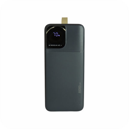 bateria portatil remax negra de 30000 mAh con indicador led
