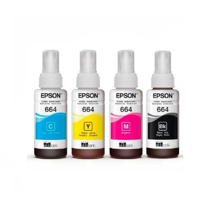 Set de tintas originales Epson 664 para sistema EcoTank, colores CMYK 