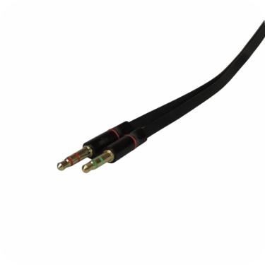 cable de audio con dos conectores de 1.4mm macho, uno en color rojo y otro en color verde