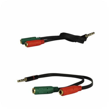 cable de audio con conector de 3.5mm a dos conectores hembra, enrollado 