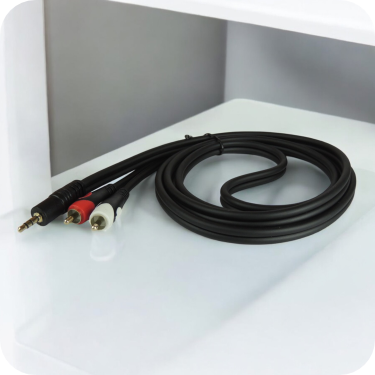 cable de audio enrollado, con salida de 3.5mm y RCA