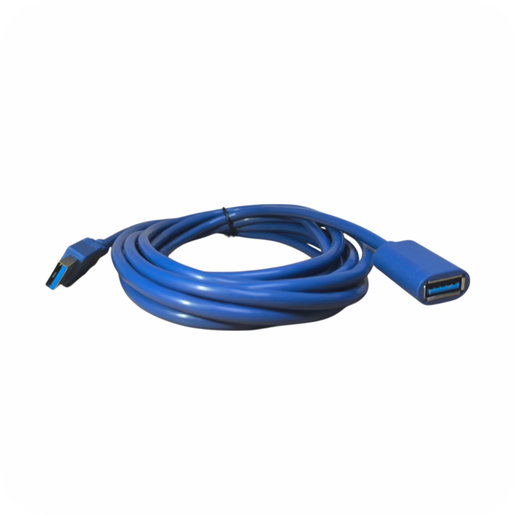cable de extension usb azul de 3mt, enrollaod