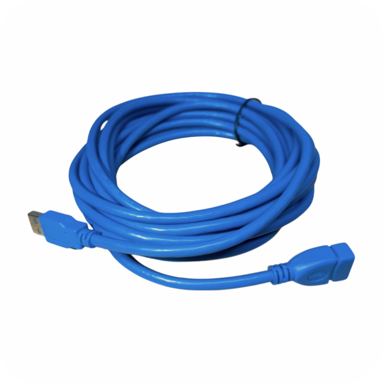 cable de extension usb azul de 5mt enrollado