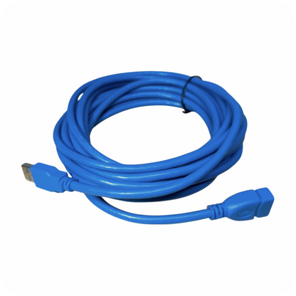 cable de extension usb azul de 5mt enrollado