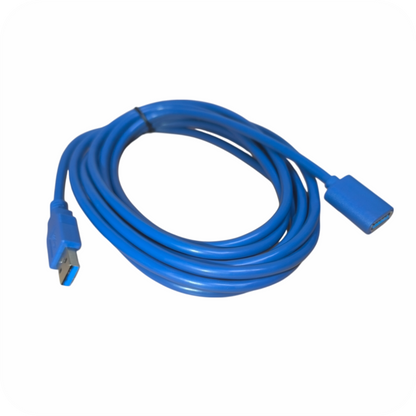 cable de extension usb azul enrollado