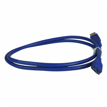 cable azul usb a micro usb en fondo blanca