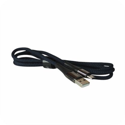 cable usb negro de material trenzado enrollado
