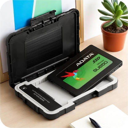 caja externa antigolpes ADATA en uso 
