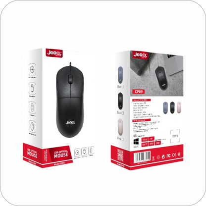 caja de mouse jedel negro alambrico 