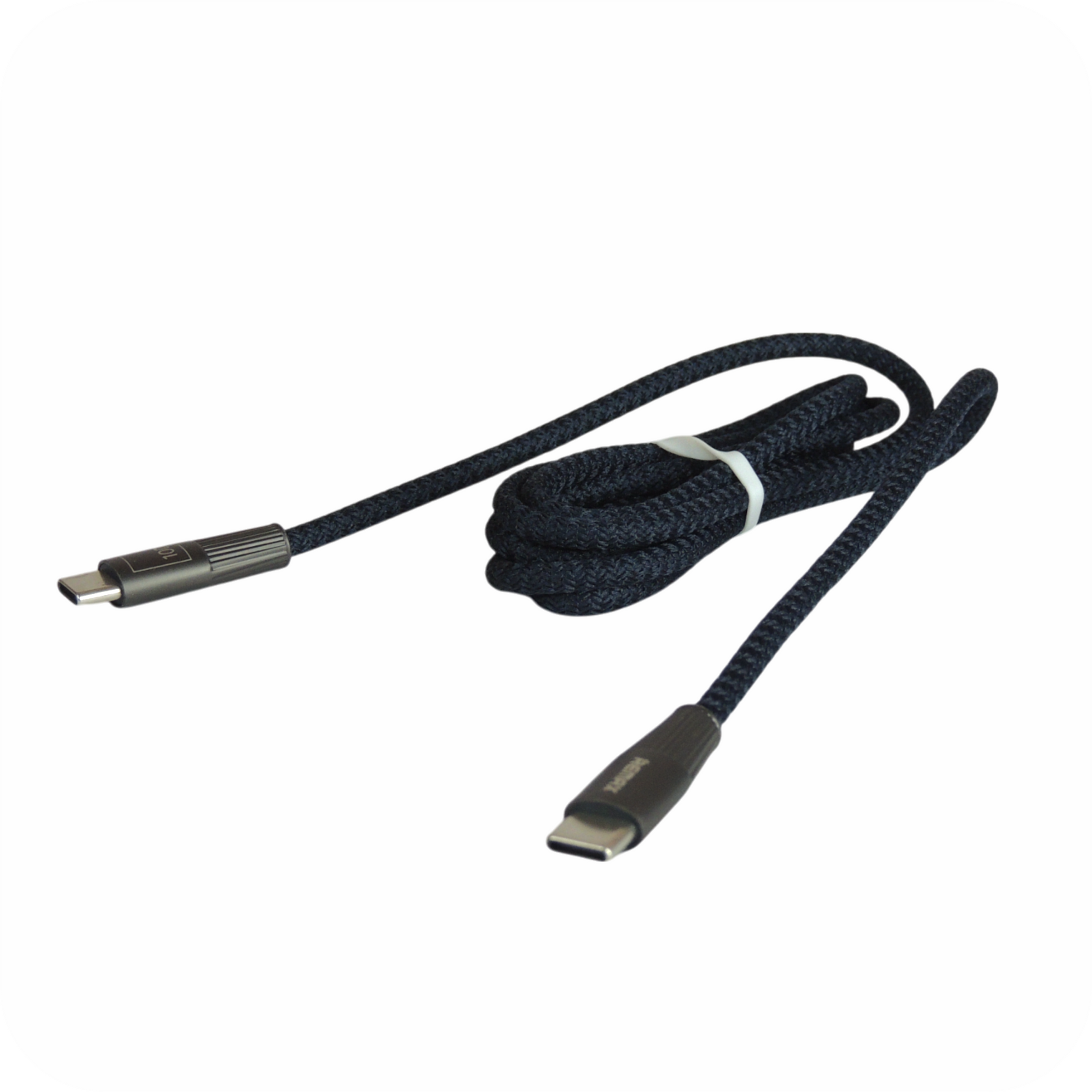 cable usb negro de dos puertos enrollado 