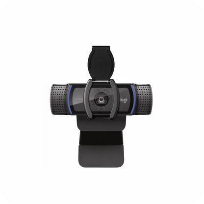 cámara web Logitech con calidad HD 1080p, doble micrófono y cubierta de lente para mayor privacidad. Ideal para teletrabajo