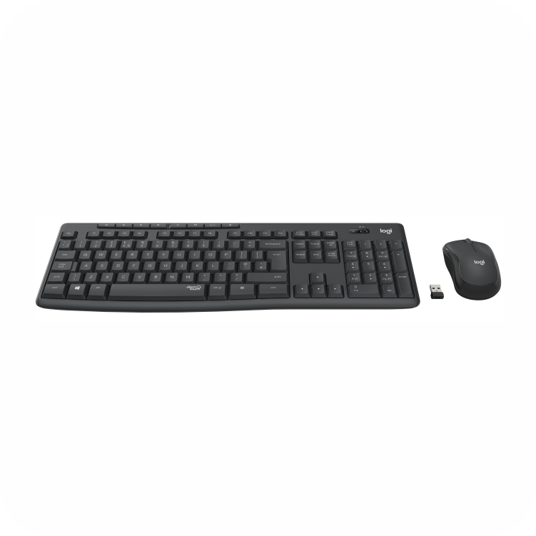 combo de teclado y mouse  Logitech inalámbricos, con receptor USB visible