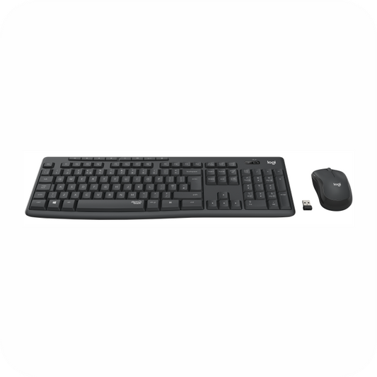 combo de teclado y mouse  Logitech inalámbricos, con receptor USB visible