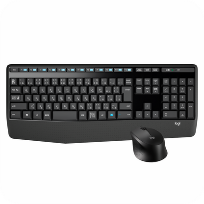 como de teclado con reposa manos incluido y mouse inalambricos