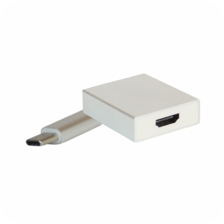 convertidor tipo-c a hdmi blanco con detalle gris 