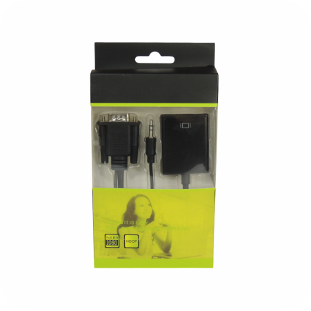 empaque de convertidor VGA a HDMI con conector de audio 