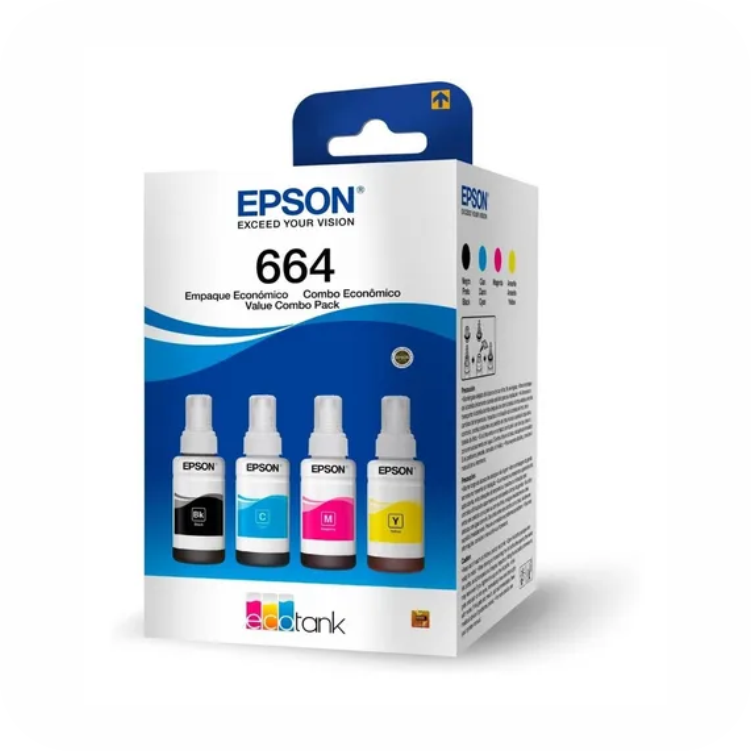 empaque de set economico de tinta original epson ecotank 664 