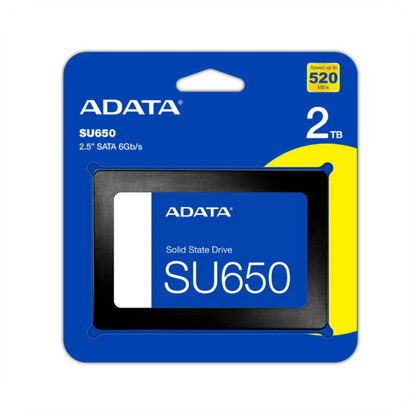 empaque de unidad de estado solido ADATA SU650 2TB 2.5 pulgadas SATA 6GBs 