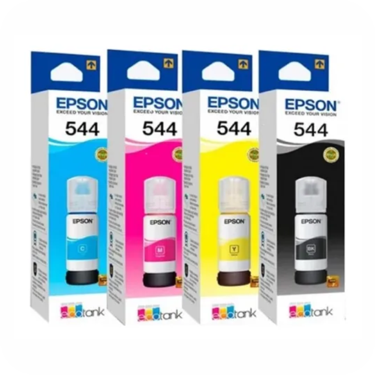 empaques de set de botellas de tinta Epson 544: negro, cian, magenta y amarillo para impresoras EcoTank