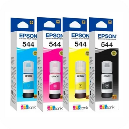 empaques de set de botellas de tinta Epson 544: negro, cian, magenta y amarillo para impresoras EcoTank