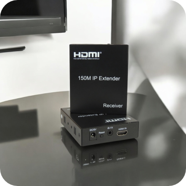 extensor HDMI de 150m IP en su empaque