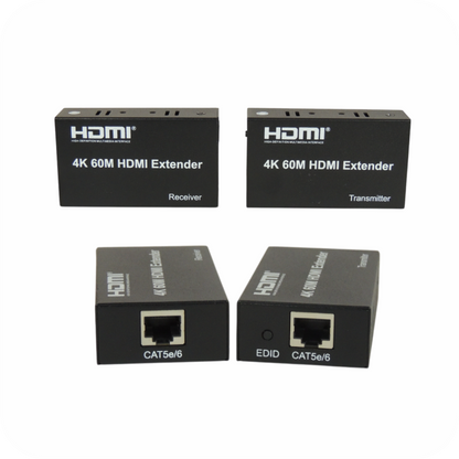 extensor HDMI 4K de 60m en su empaque, sobre un fondo blanco
