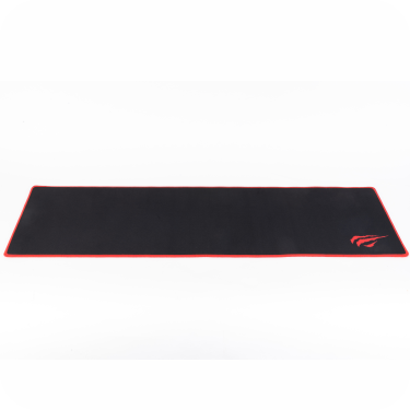mouse pad negro con bordes y logo rojos 