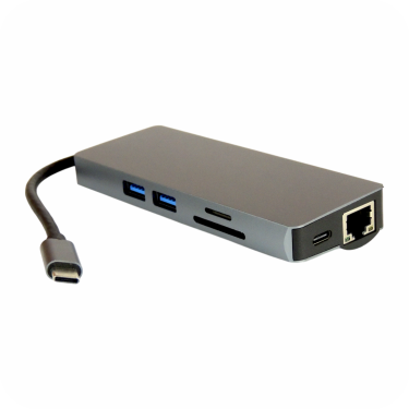 hub adaptador multifuncional usbC con puertos USB y lector de tarjetas