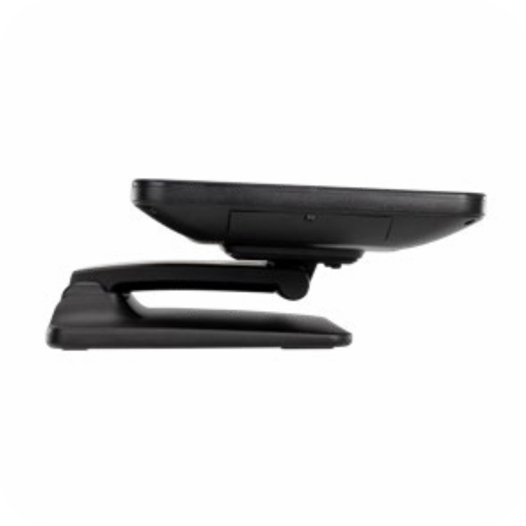monitor Jaltech POS negro visto de lado con soporte ajustable para mostrador 