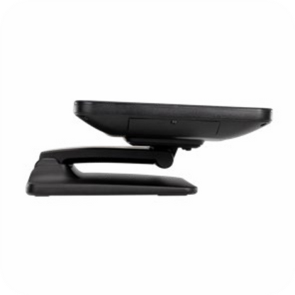 monitor Jaltech POS negro visto de lado con soporte ajustable para mostrador 