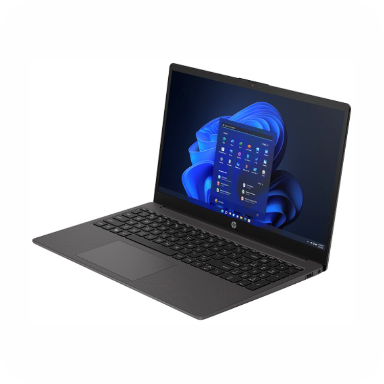 vista lateral de laptop hp negra