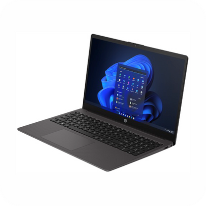 vista lateral de laptop hp negra